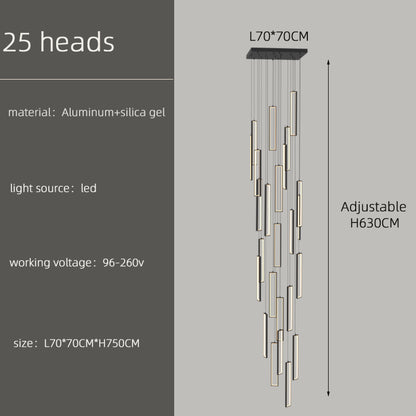 Luxury LED Staircase Attic Villa Stair Chandelier