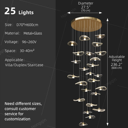 Staircase Duplex Loft Pendant Light Rotating Staircase Light Glass Pendants Lighting Modern Ceiling Chandelier