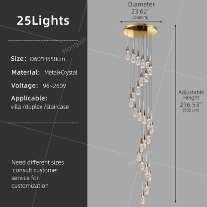 Modern Staircase Pendant Light Luxury Villa Attic Restaurant Suspended Ceiling Ceiling Light Designer Crystal Pendant Light