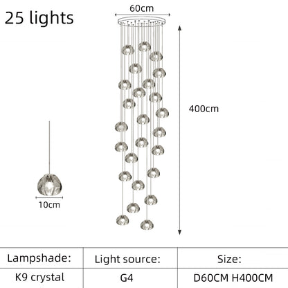 Modern Crystal Chandelier Loft Pendant Light