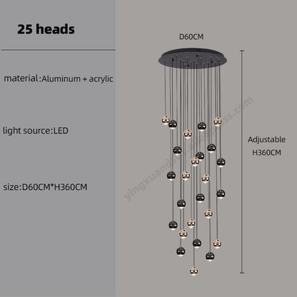 Luxury LED Staircase nordic minimalist Chandelier