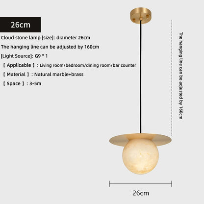 Cloud Stone LED Copper Round Lampshade chandelier
