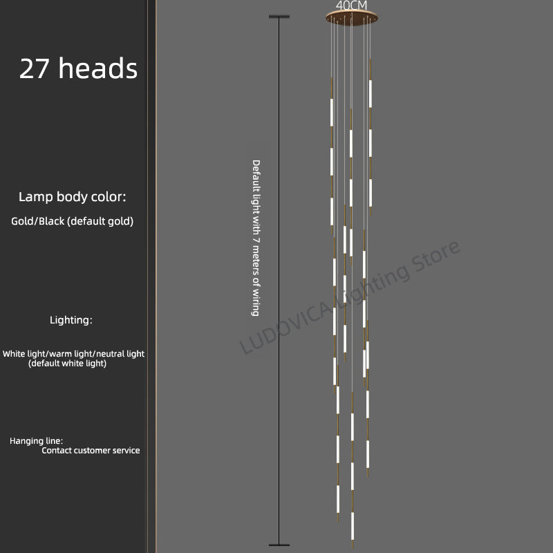 Modern Luxury Led Pendent Lamp Light Living Room Lighting Loft Ceiling Suspension Chandelier Staircase Chandeliers