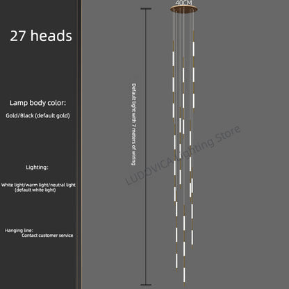 Modern Luxury Led Pendent Lamp Light Living Room Lighting Loft Ceiling Suspension Chandelier Staircase Chandeliers