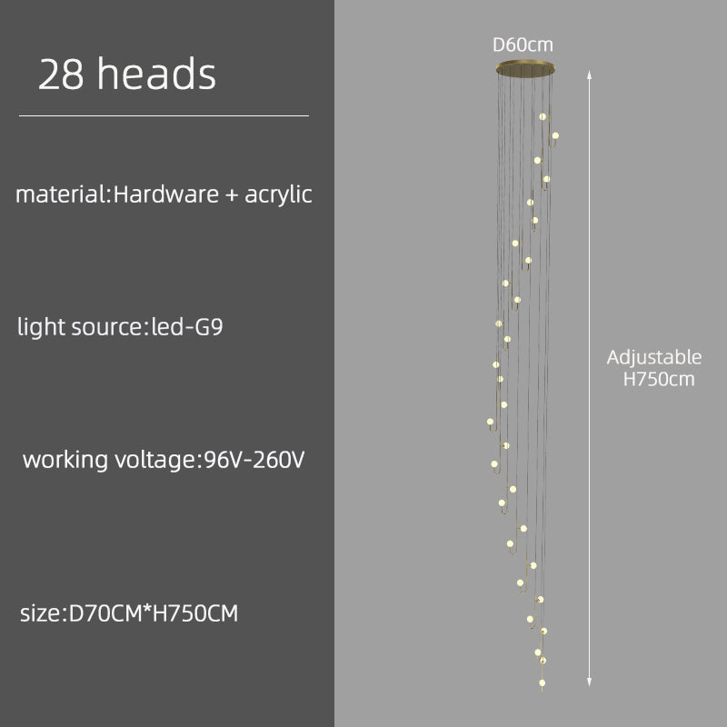 Modern Villa Staircase Long LED Pendant Lamp