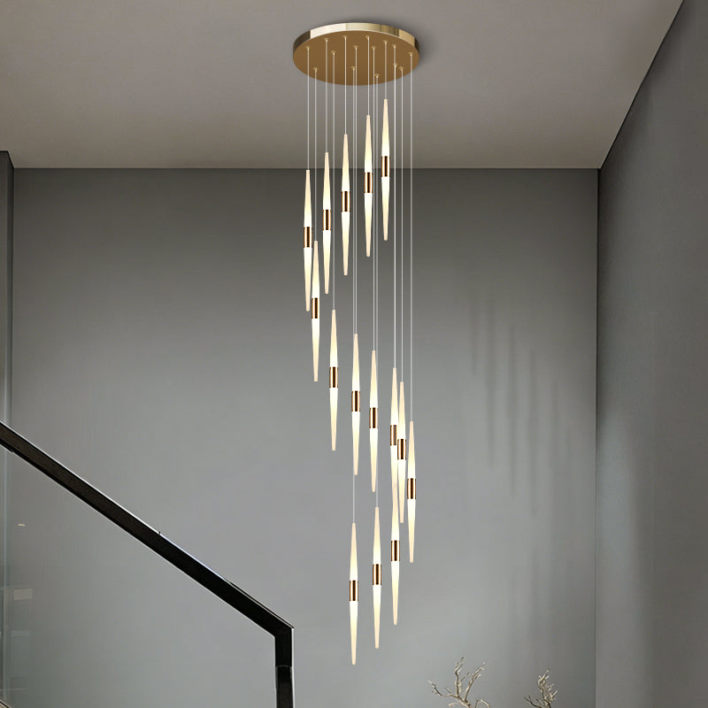 Acrylic Design Ceiling Stair Pendant Lamp Lighting Luxury Fixture Chandelier Long Staircase Chandelier Lustre Hanging Light