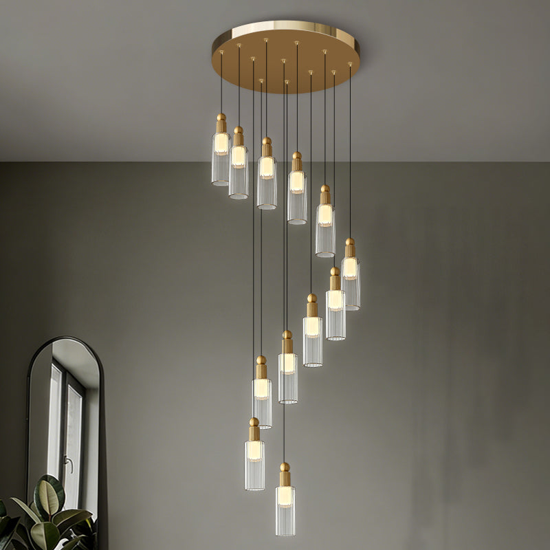 Modern Glass Chandelier for Stairs Sitting Room Villa Staircase Chandelier High Ceiling Pendant Lights Staircase Hanging Lamp