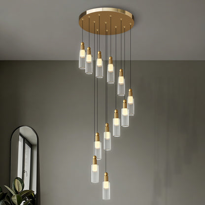 Modern Glass Chandelier for Stairs Sitting Room Villa Staircase Chandelier High Ceiling Pendant Lights Staircase Hanging Lamp