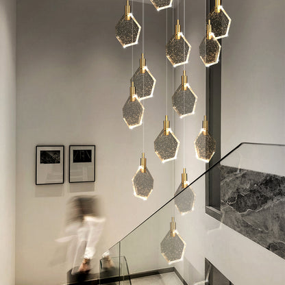 Modern Crystal Stair Suspended Villa LED Stair Pendant Light