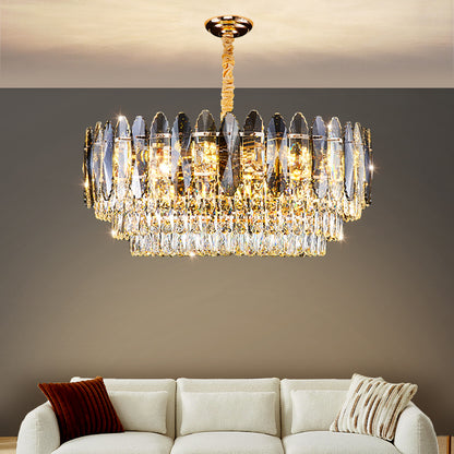Luxury LED Ring Crystal Living Room Hanging Lamp