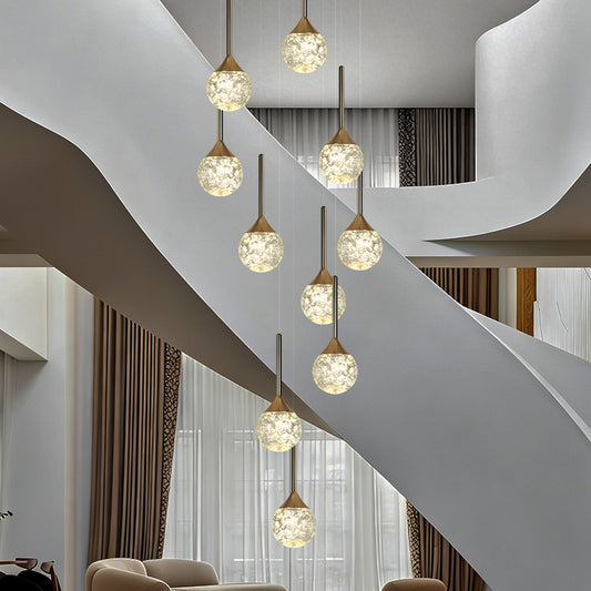Modern Villa Loft Crystal LED Stair Chandelier