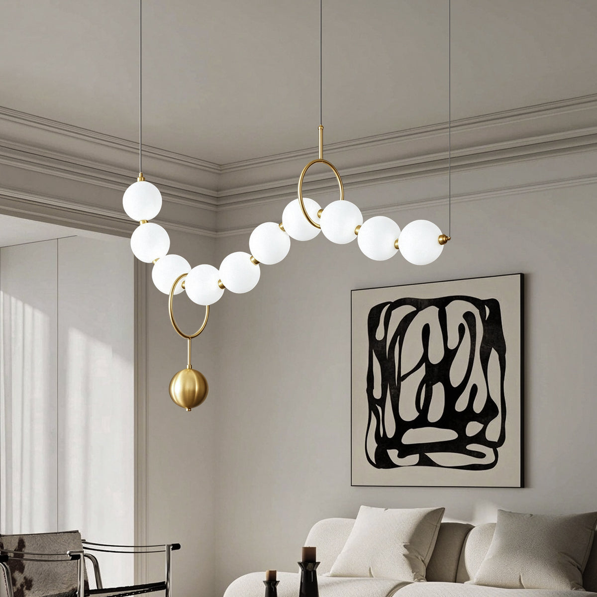 Modern Dining Room Kitchen Long ball Chandelier