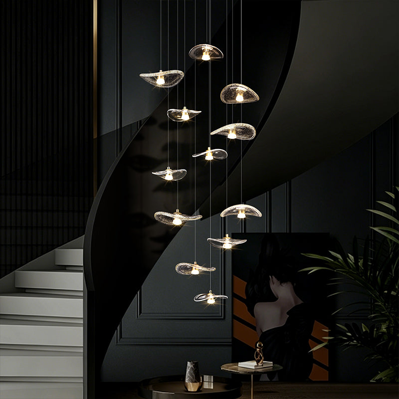 Staircase Duplex Loft Pendant Light Rotating Staircase Light Glass Pendants Lighting Modern Ceiling Chandelier