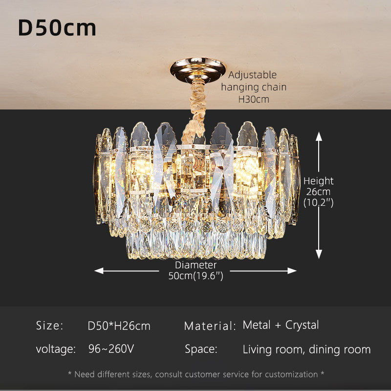 Luxury LED Ring Crystal Living Room Hanging Lamp