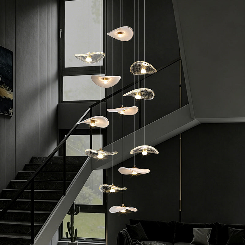 Stair Light LED Glass Chandelier Modern Pendant Light for Living Restaurant Staircase Long Villa Hote Luxury Stairwell Lighting