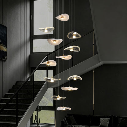 Stair Light LED Glass Chandelier Modern Pendant Light for Living Restaurant Staircase Long Villa Hote Luxury Stairwell Lighting