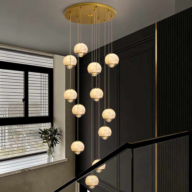 Staircase Pendant Light Lustre Minimalist Duplex Loft Marble Chandelier Villa High Ceiling Hanging Lamp Long Stair Chandelier