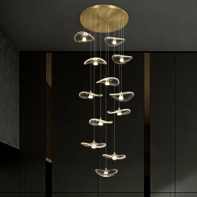 Indoor Rotating Staircase Hanging Lights Nordic Minimalist Villa Staircase Glass High Ceiling Chandelier Luxury Lighting
