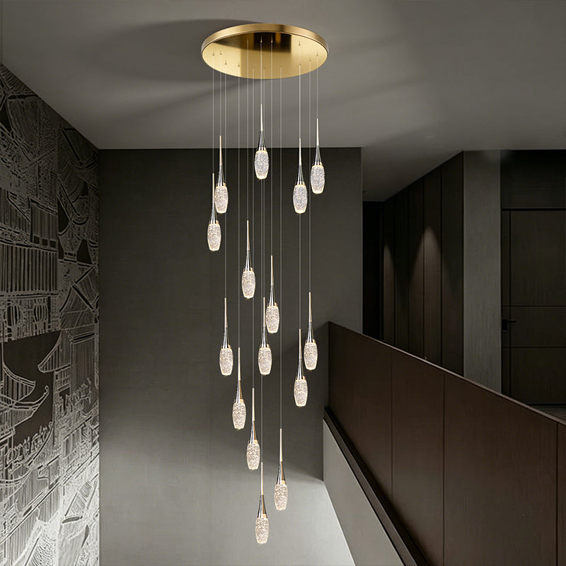 Modern Staircase Pendant Light Luxury Villa Attic Restaurant Suspended Ceiling Ceiling Light Designer Crystal Pendant Light