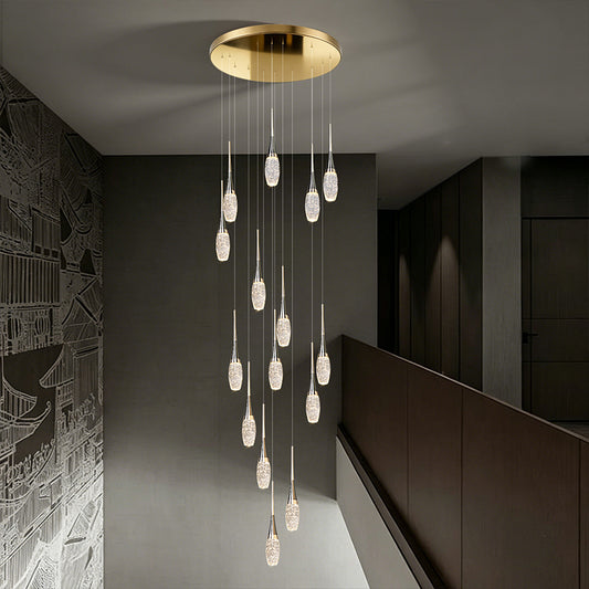 Modern Staircase Pendant Light Luxury Villa Attic Restaurant Suspended Ceiling Ceiling Light Designer Crystal Pendant Light
