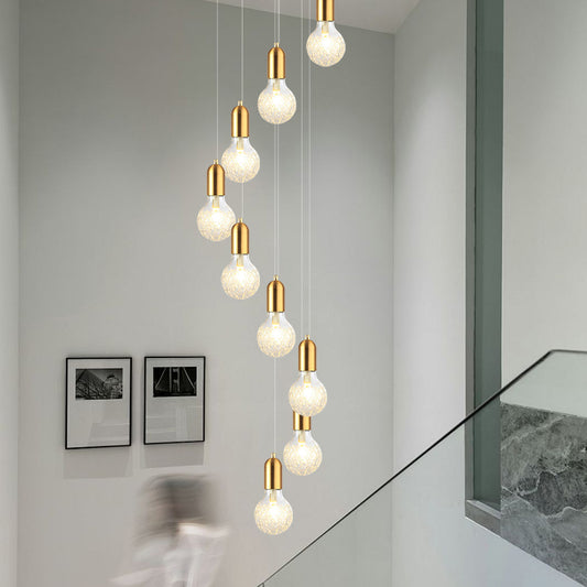 Modern Luxury Long Glass Stairs Chandelier