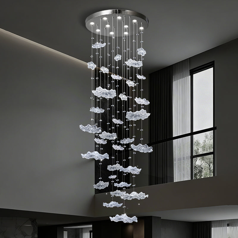 Stair Lighting Chandelier Villa Staircase High Ceiling Chandelier Glass Duplex Loft Hanging Lamp Long Pendant Light Staircase