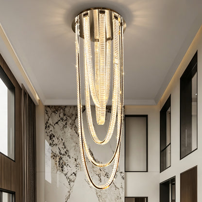 Modern Crystal Living Room Duplex Loft Hall High Chandelier