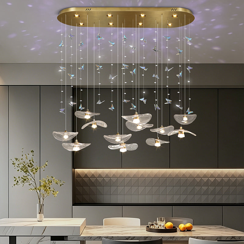 Restaurant Pendant Light Modern Villa Loft Chandelier Designer Lotus Leaf Glass Ceiling Hanging Chandelier