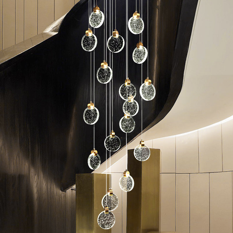 Modern Luxury Staircase Crystal Raindrop Pendant Light