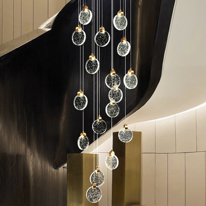Modern Luxury Staircase Crystal Raindrop Pendant Light