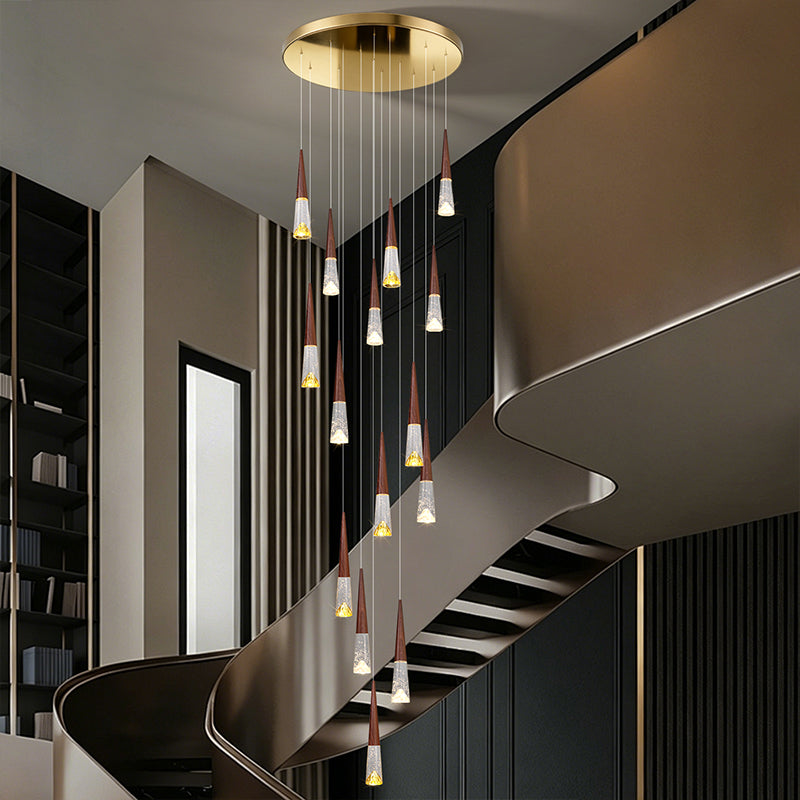 Staircase Hanging Light Rotating Staircase Crystal Chandelier Hanging Lamp Hall Villa High Ceiling Long Pendant Light Lighting