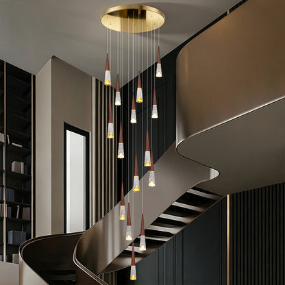 Staircase Hanging Light Rotating Staircase Crystal Chandelier Hanging Lamp Hall Villa High Ceiling Long Pendant Light Lighting