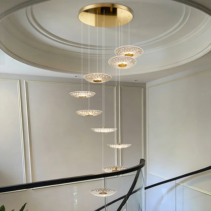 Luxury Glass Long Duplex Attic Stair Chandelier