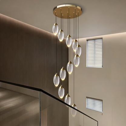 Stair Chandelier Luxury Crystal Chandelier Villa Duplex Loft Pendent Light Lighting Staircase High Ceiling Led Hanging Lamp