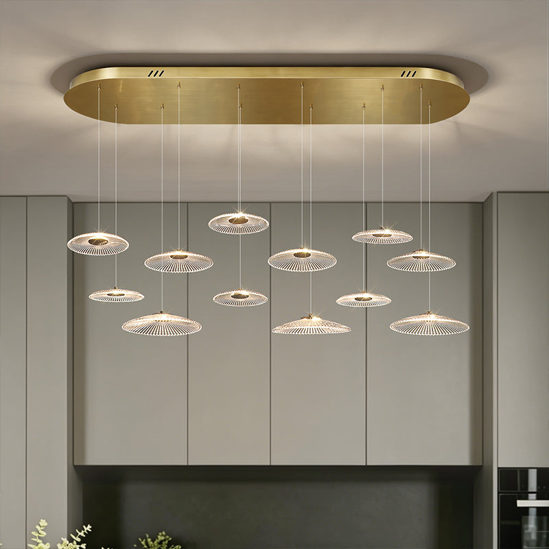 Modern Luxury Glass Chandelier Bar Kitchen Island Table Ripple Water Glass Pendant Lamp Art High Ceiling Hanging Lights