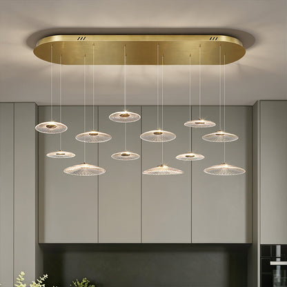 Modern Luxury Glass Chandelier Bar Kitchen Island Table Ripple Water Glass Pendant Lamp Art High Ceiling Hanging Lights