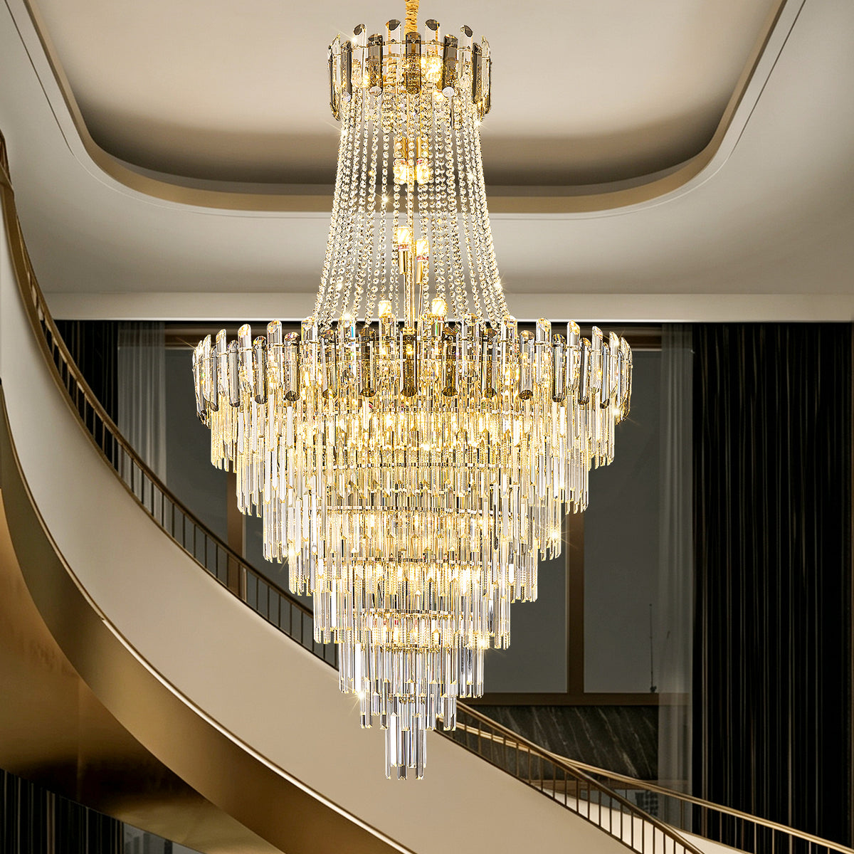 Luxury Duplex Loft Villa Living Room Chandelier