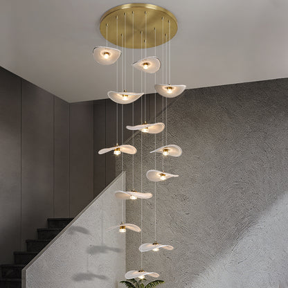 Modern Staircase High Ceiling Chandelier Rotating Glass Chandelier Light Villa Duplex Loft Hanging Lamp