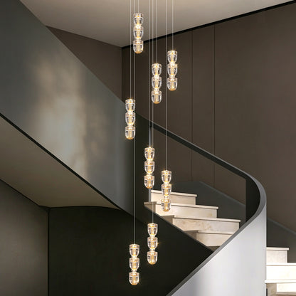 Modern Crystal Stair Loft Duplex Chandelier