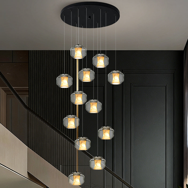 Stair Chandelier Nordic Pendent Light Minimalist Marble Ceiling Hanging Lamp Sitting Room Villa Staircase Chandelier Lighting
