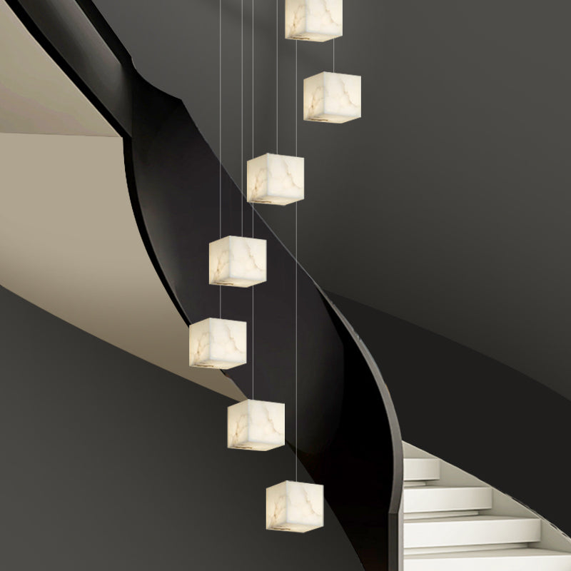 Nordic Chandelier Stairs High Ceiling Staircase Marble Chandelier