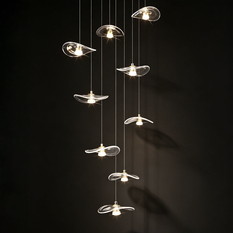 Stair Chandelier Luxury Nordic Minimalist Glass Staircase Chandelier Lighting Villa Staircase High Ceiling Chandelier