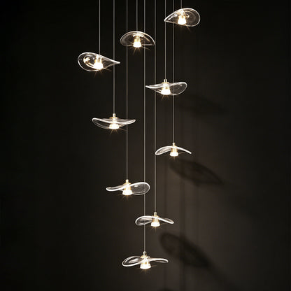 Stair Chandelier Luxury Nordic Minimalist Glass Staircase Chandelier Lighting Villa Staircase High Ceiling Chandelier