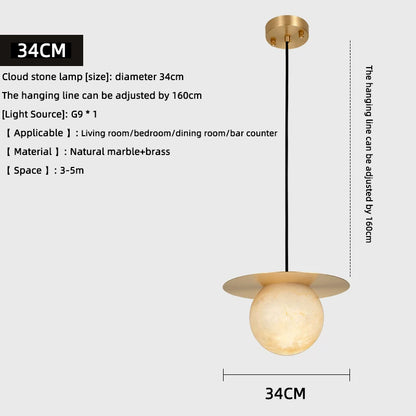 Cloud Stone LED Copper Round Lampshade chandelier