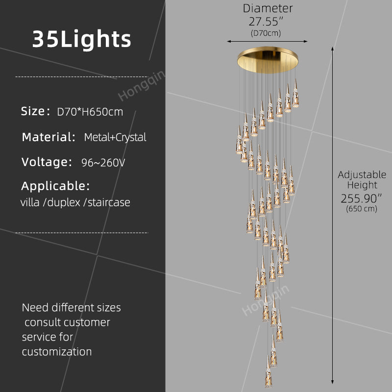 Modern Crystal Chandelier Loft Pendant Light Chandelier for Stairs Designer Pendant Lamp Suspension Ceiling Light