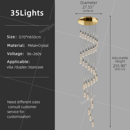 Modern Staircase Pendant Light Luxury Villa Attic Restaurant Suspended Ceiling Ceiling Light Designer Crystal Pendant Light