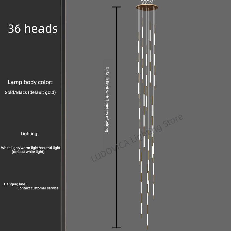 Modern Luxury Led Pendent Lamp Light Living Room Lighting Loft Ceiling Suspension Chandelier Staircase Chandeliers