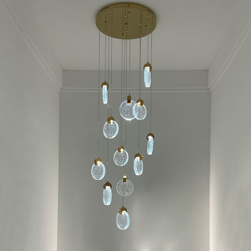 Modern Luxury Staircase Crystal Raindrop Pendant Light
