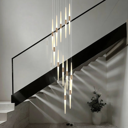 Acrylic Design Ceiling Stair Pendant Lamp Lighting Luxury Fixture Chandelier Long Staircase Chandelier Lustre Hanging Light