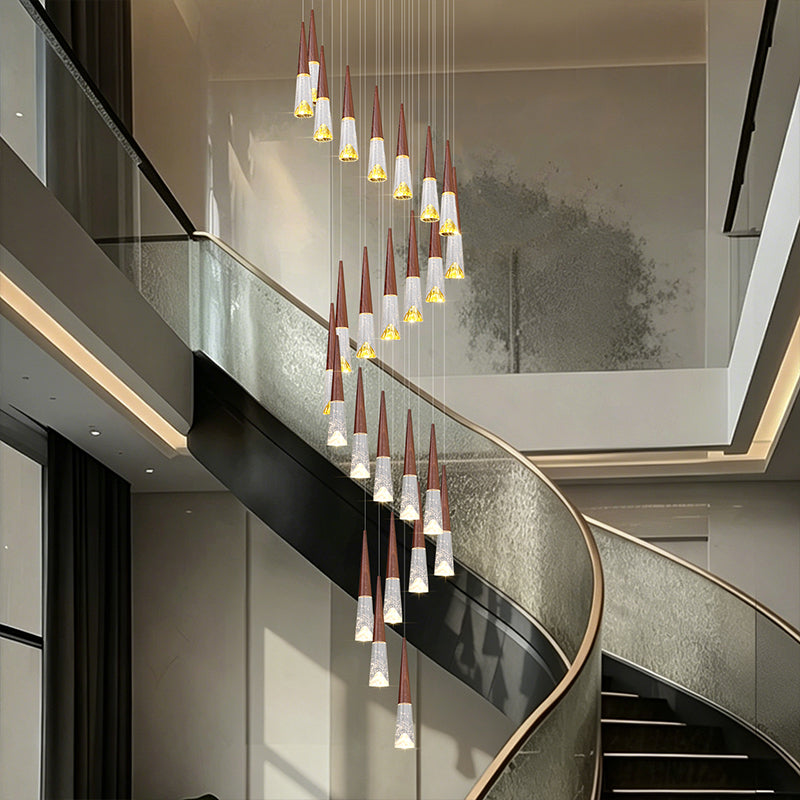 Staircase Hanging Light Rotating Staircase Crystal Chandelier Hanging Lamp Hall Villa High Ceiling Long Pendant Light Lighting